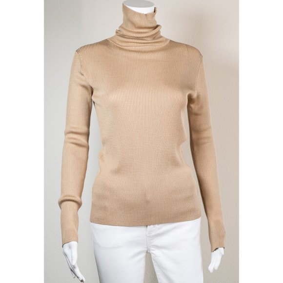 Ann Taylor Loft Silk Ribbed Turtleneck 
